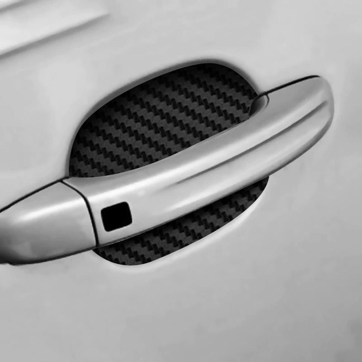 Stylowe naklejki pod klamki – wzór carbon, zestaw 4 szt
