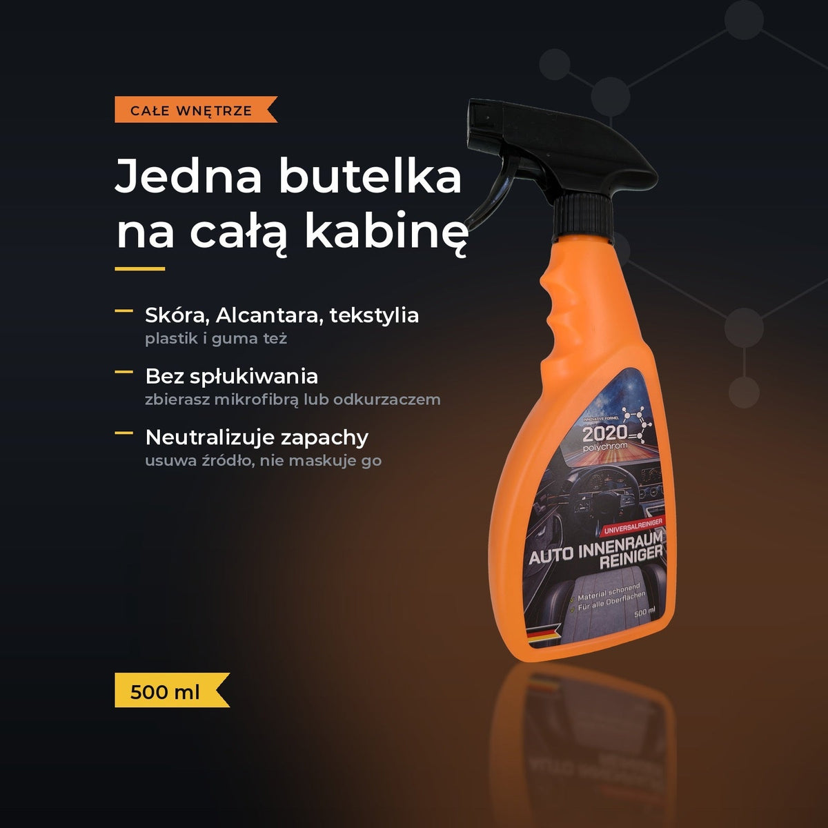 Piana do czyszczenia wnętrza auta — skóra, Alcantara, tekstylia, 500 ml